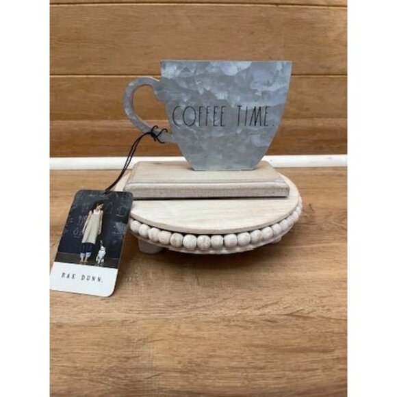 VHTF NWT Rae Dunn Tabletop Rustic Wooden Coffee Time Mug Shaped Sign - Picture 1 of 4